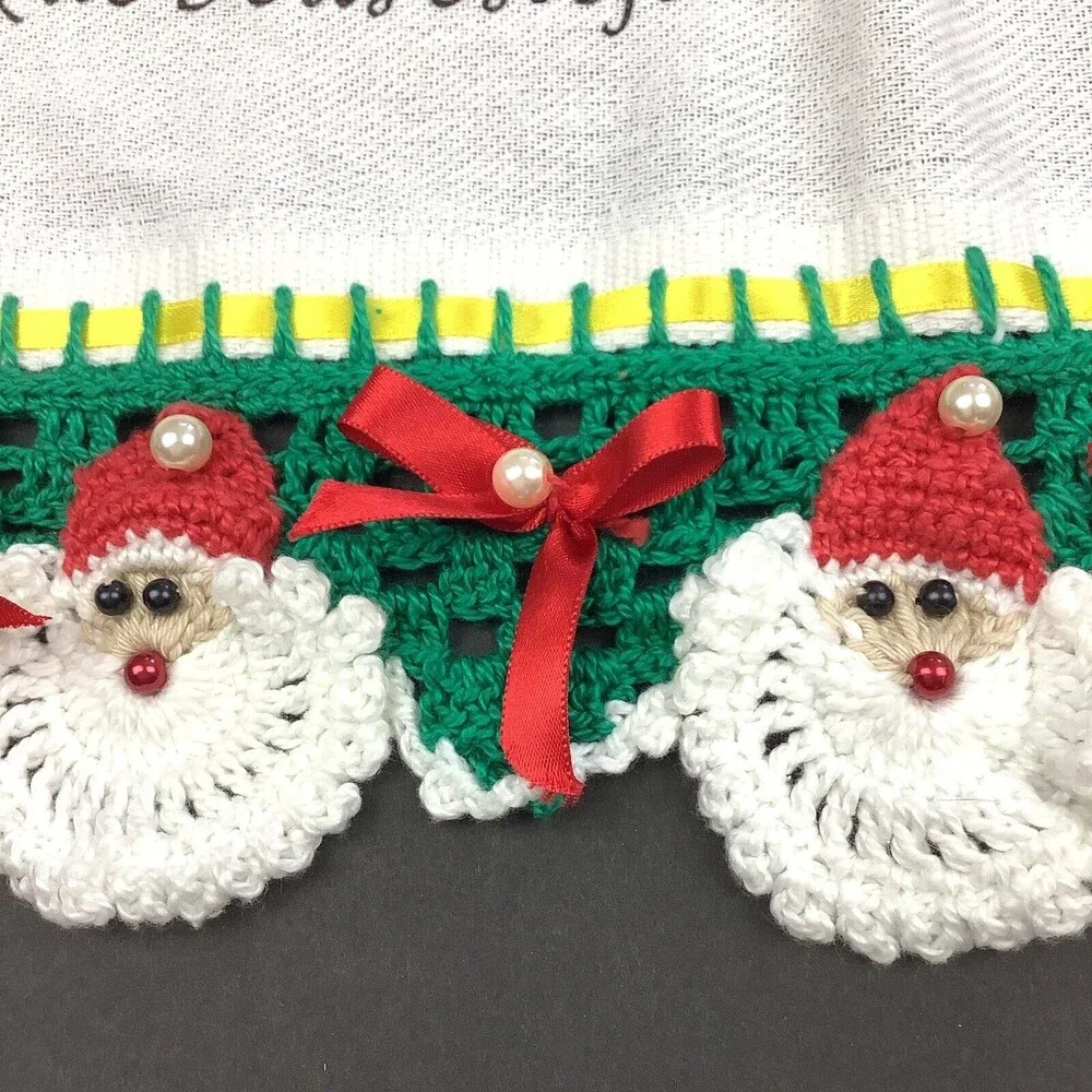 Kitchen Towel Handmade Crochet Runner Christmas Stocking Portuguese 17X32
